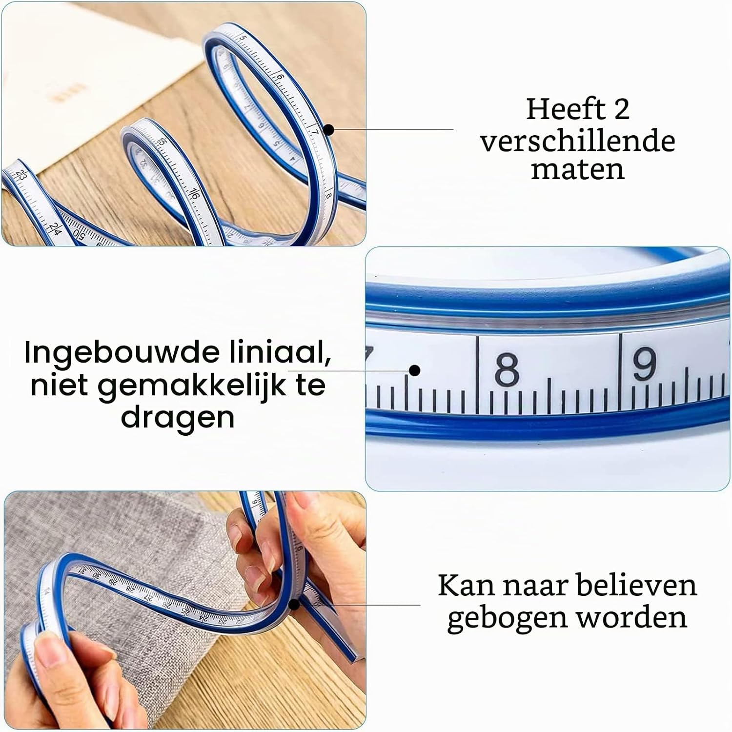 Detalle de Lwtsrp flexibele curve-linialen, set van 2 met PVC en dubbele schaal