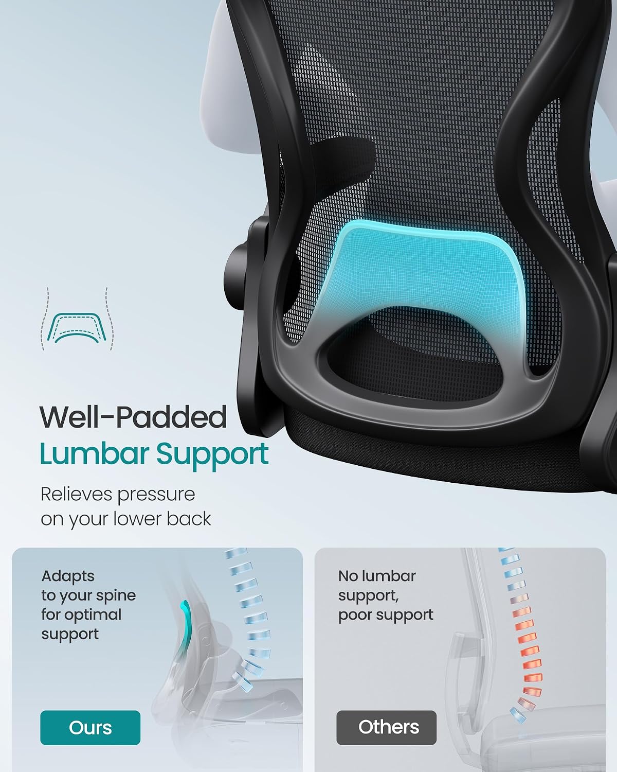 Thumbnail 3 de Ergonomic mesh office chair OBN042BH03