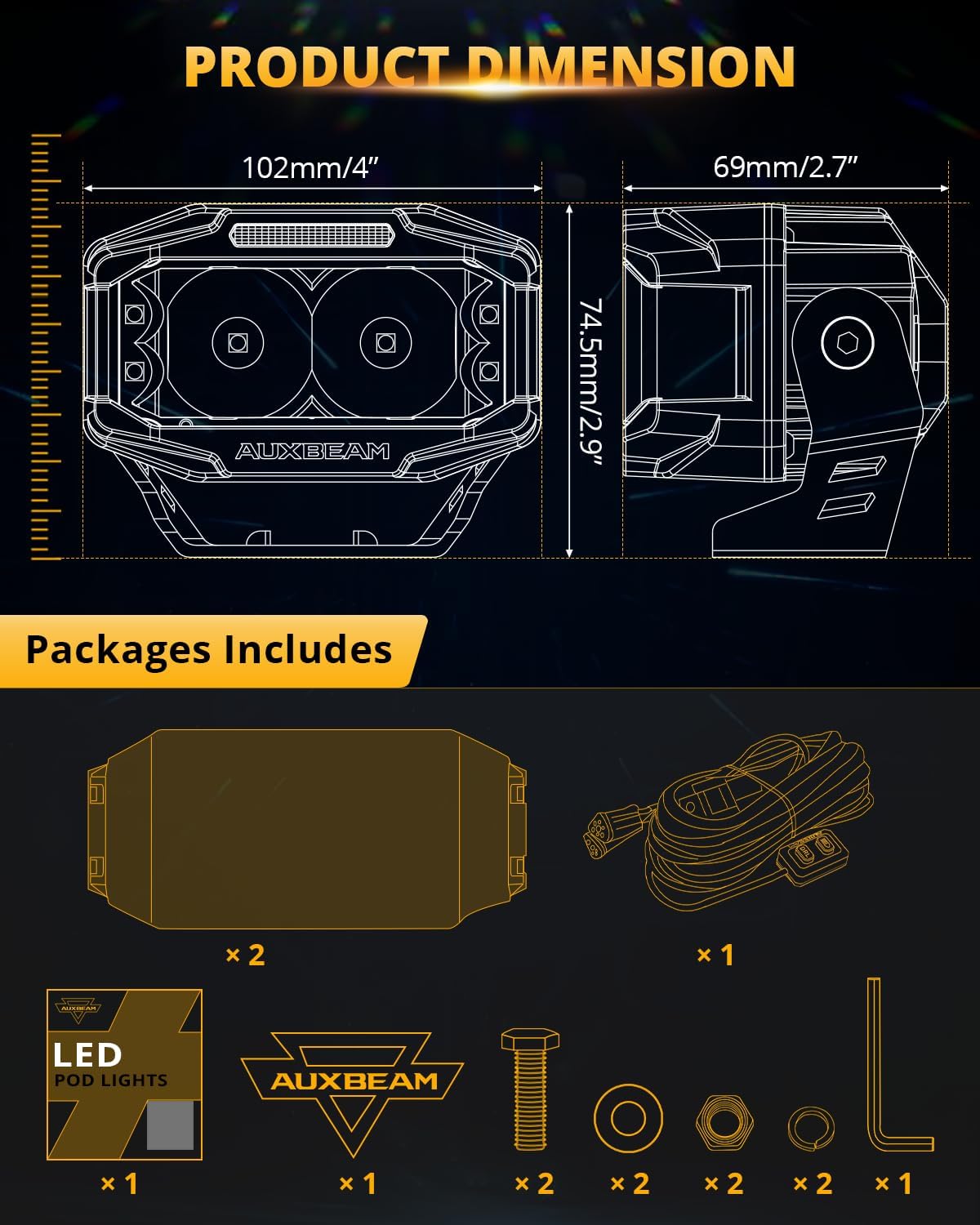 Thumbnail 5 de Auxbeam V-MAX 4" LED Ditch Light for Jeep