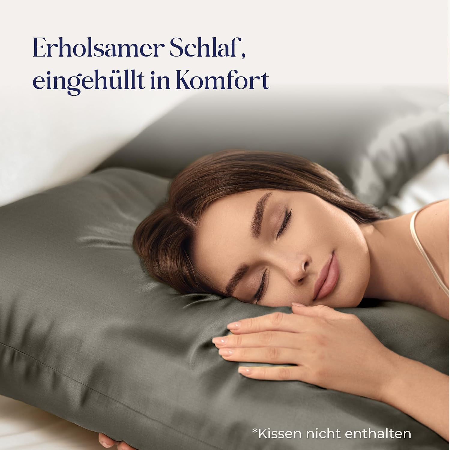 Detalle 2 de Dreamzie Seidenkissenbezug 60 × 60 cm, 22 Momme 100% Maulbeerseide, Dunkelgrau
