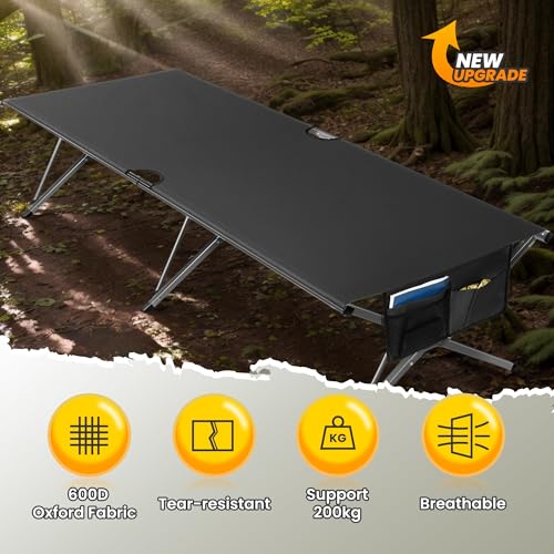 Detalle de Join Nature Feldbett Klappbar 210 x 80 x 60 cm – robustes Campingbett mit 200 kg Tragfähigkeit