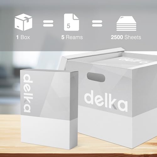 Detalle de delka Multi-Purpose A4 Printer Paper (75gsm) – Pack of 5 Reams, 2500 Sheets