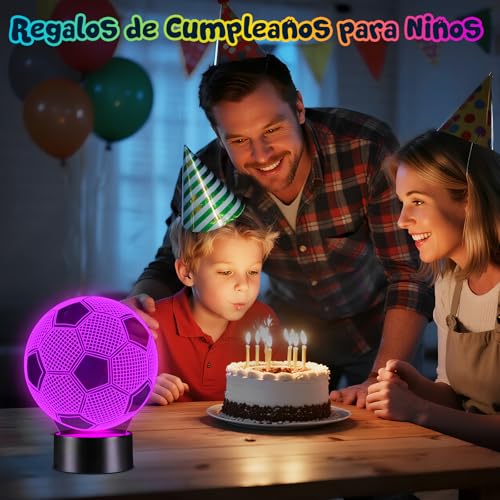 Thumbnail 6 de Linkax Luz Nocturna 3D Fútbol Infantil: Ilusión Óptica, 16 Colores y Control Remoto