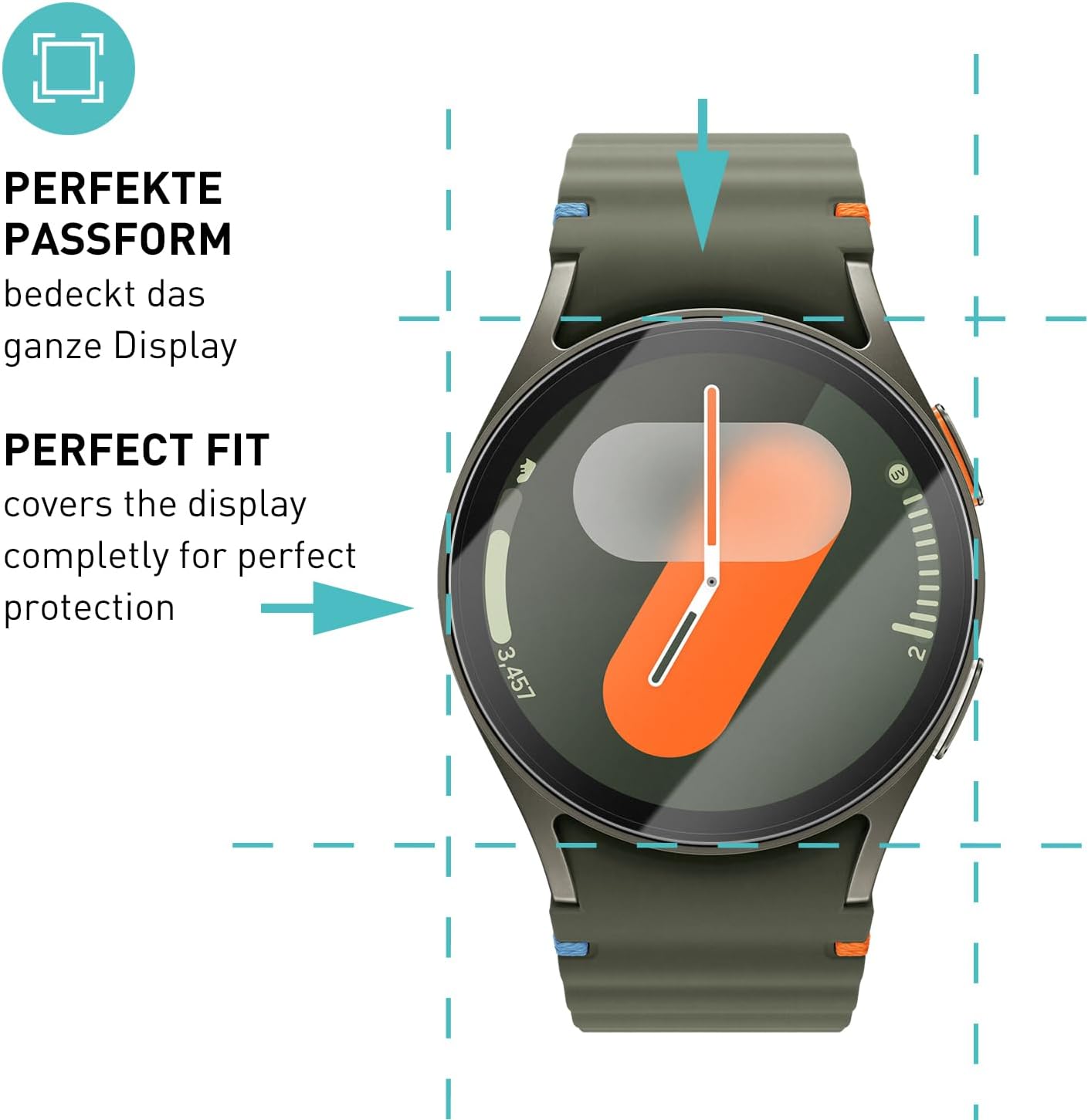 Detalle de SmarTect Glass Screen Protector for Samsung Galaxy Watch 7 40mm, 3-Pack, 9H