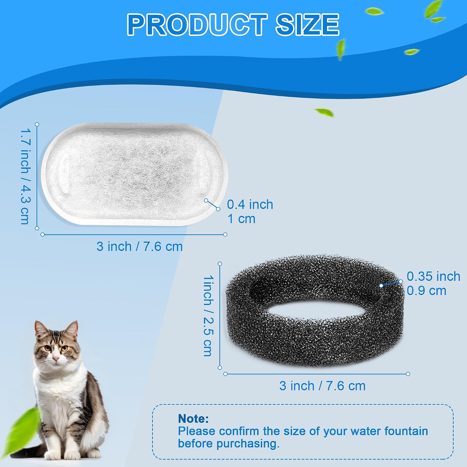 Thumbnail 1 de Whksoy CW-01 Cat Fountain Filters, 10 Filters and 10 Pre-Filter Sponges