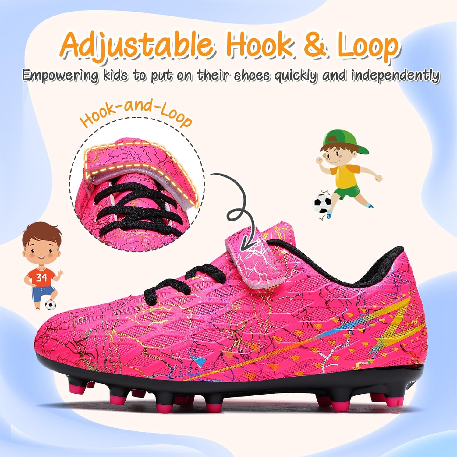 Detalle de Boys Football Boots Shoes for Kids and Teens – FG/AG Soccer Training Shoes