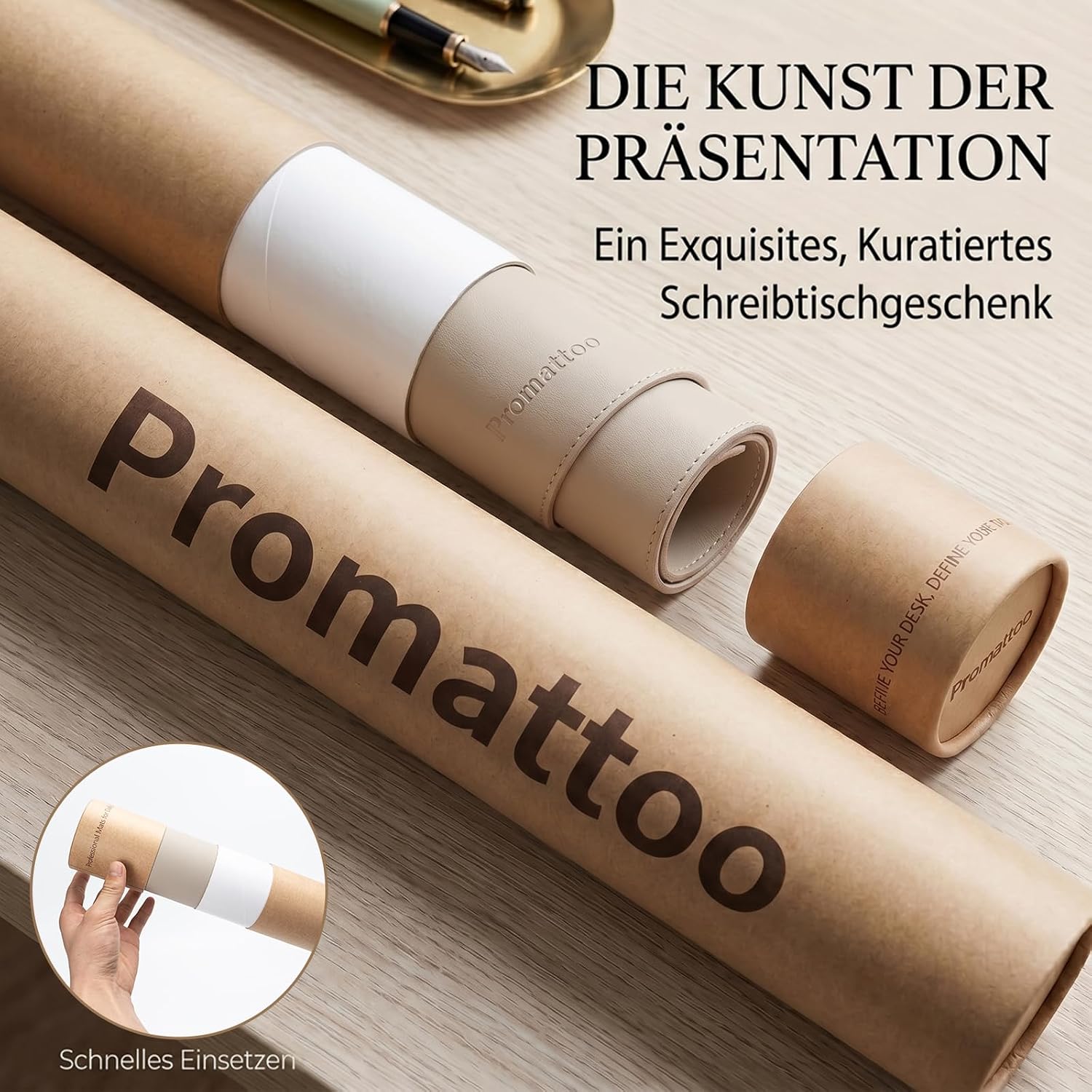 Detalle de PROMATTOO XXL Schreibtischunterlage aus veganem Leder – rutschfest, geruchsfrei & wasserabweisend
