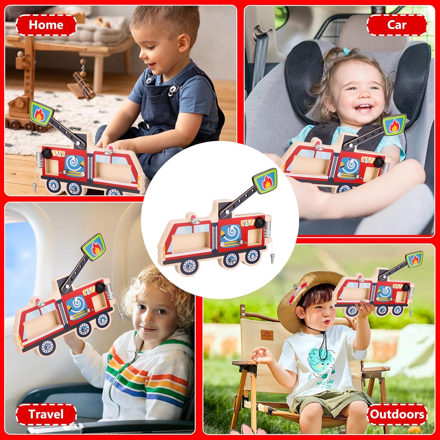 Thumbnail 5 de Liangding Feuerwehrauto Holzspielzeug mit Schrauben & Werkzeug – Montessori Lernspielzeug ab 3 Jahren