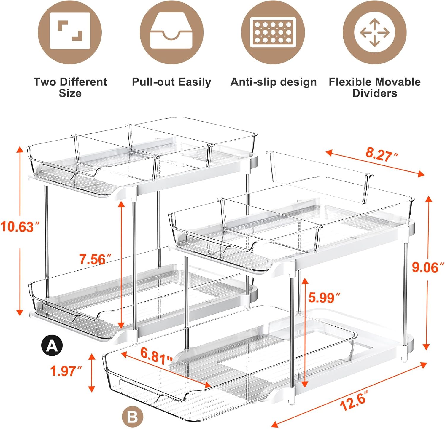 Detalle 2 de Delamu 2-Tier Under Sink Organizer 2-Pack