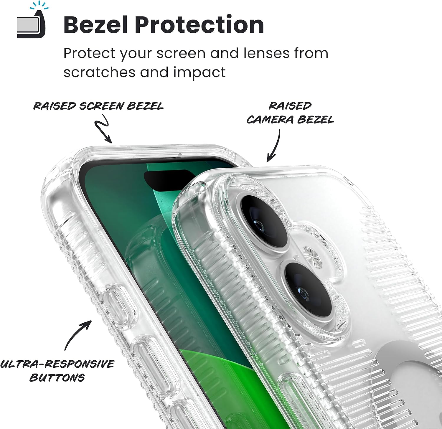 Detalle de Speck GEMSHELL Grip +MS iPhone 17用ケース クリア・グリップ付き・MagSafe対応
