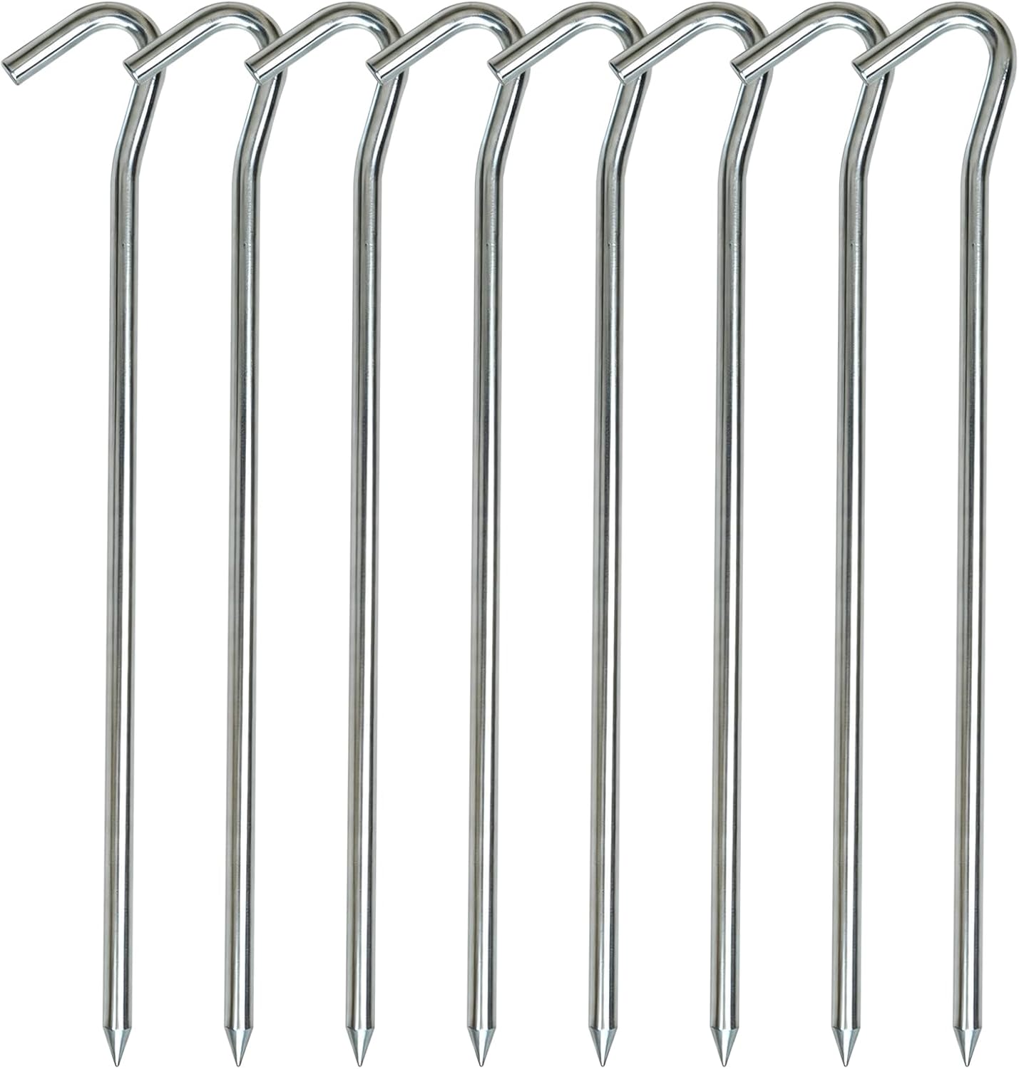 Detalle de OK5STAR heavy duty tent stakes, 9-inch galvanized steel J-hook pegs, 8-pack