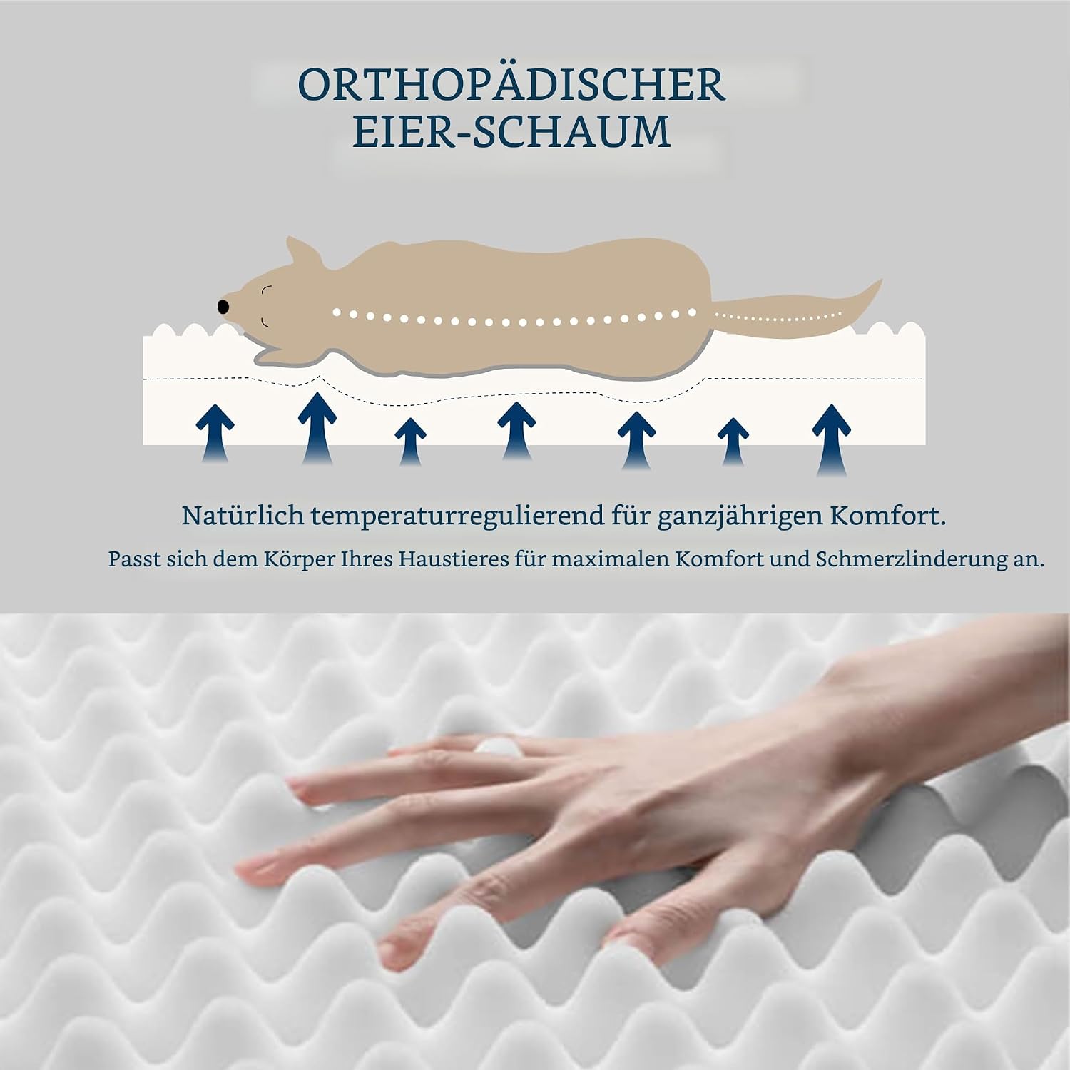 Detalle de Bedsure orthopädisches Hundebett für große Hunde – 104 x 74 x 9 cm, dunkelgrau