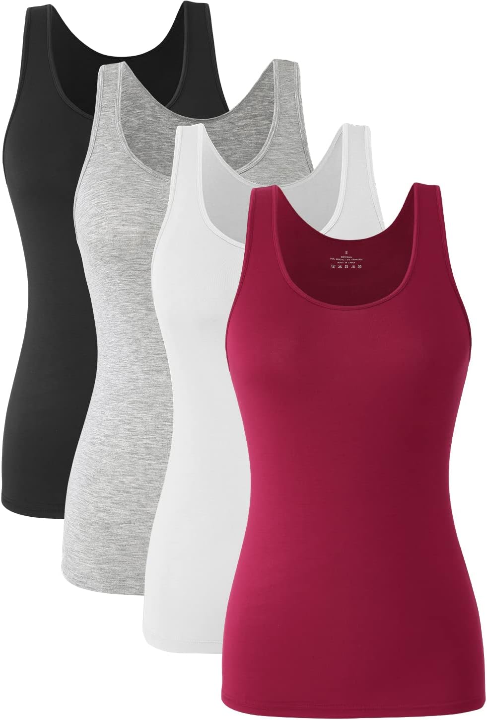 Detalle de ROSYLINE Basic Women’s Tank Tops, Scoop Neck, 3–4 Pack