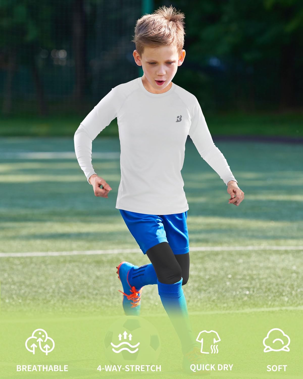 Thumbnail 3 de Roadbox Boys Base Layer Tops (1–2 Pack) Kids Compression Shirts – Long & Short Sleeve
