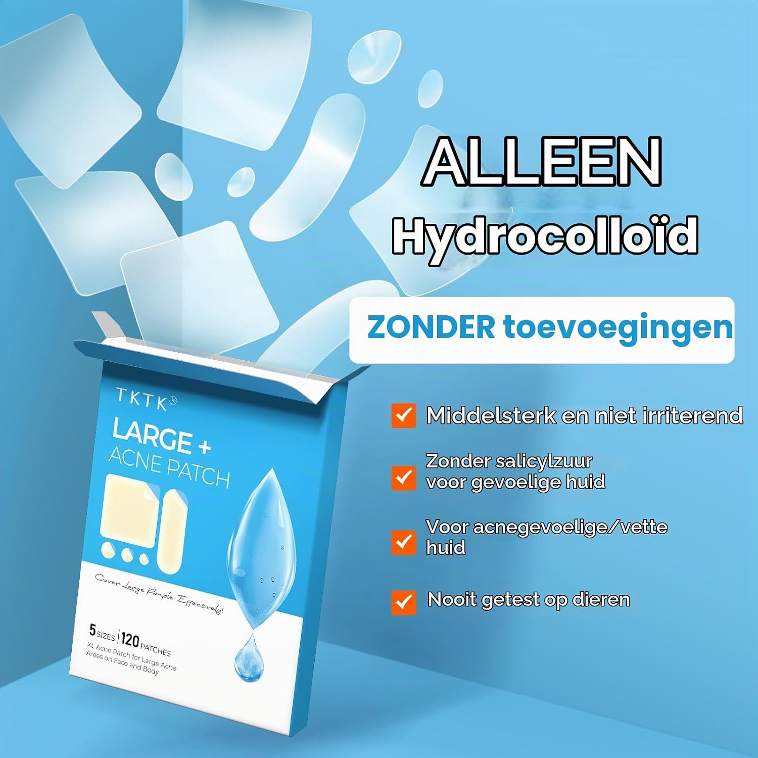 Detalle 2 de TKTK XL-puistjespatches van hydrocolloïd, 5 maten, 120 stuks