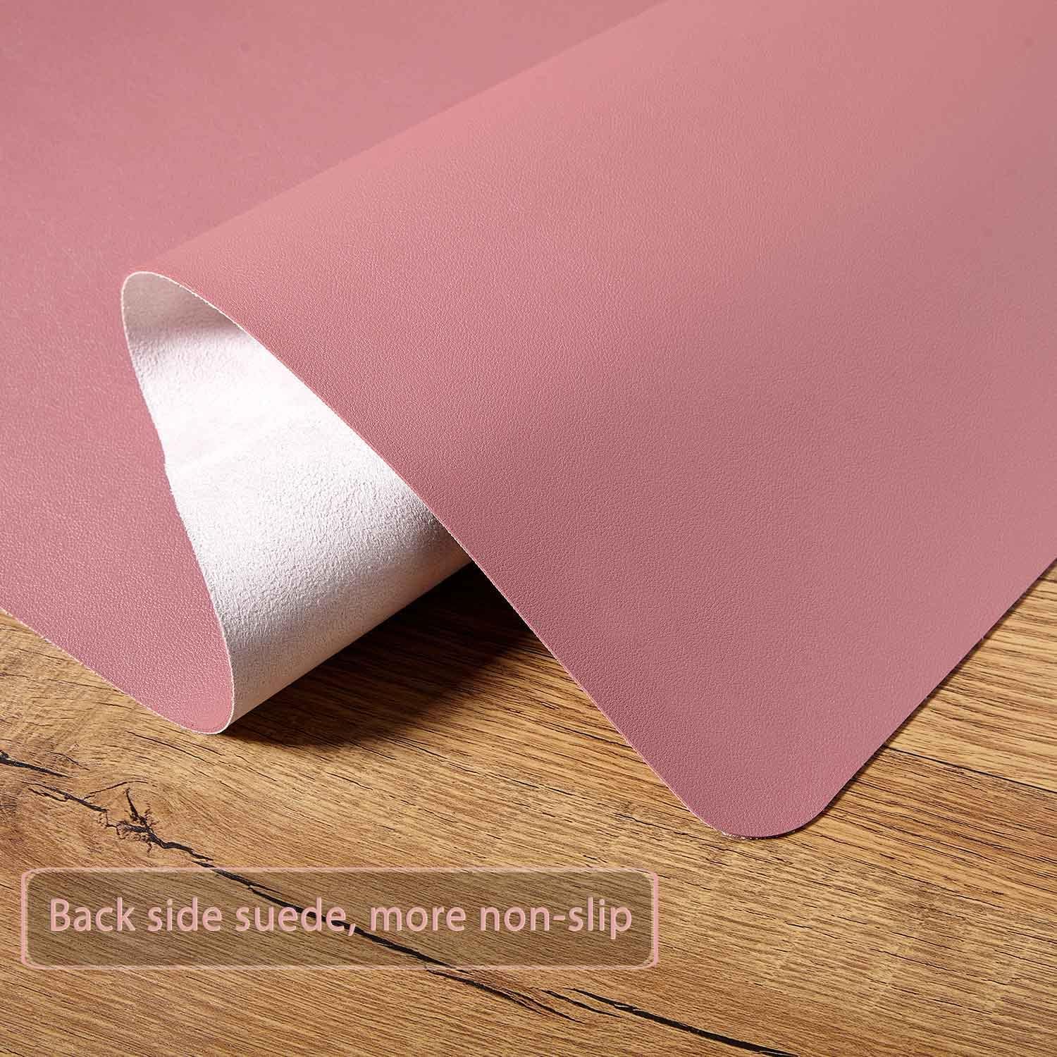 Detalle 2 de DOBAOJIA große Schreibtischunterlage aus PU-Leder (wasserdicht) 70 x 35 cm – Desk Pad für Laptop, Tastatur & Maus in Dunkelrosa