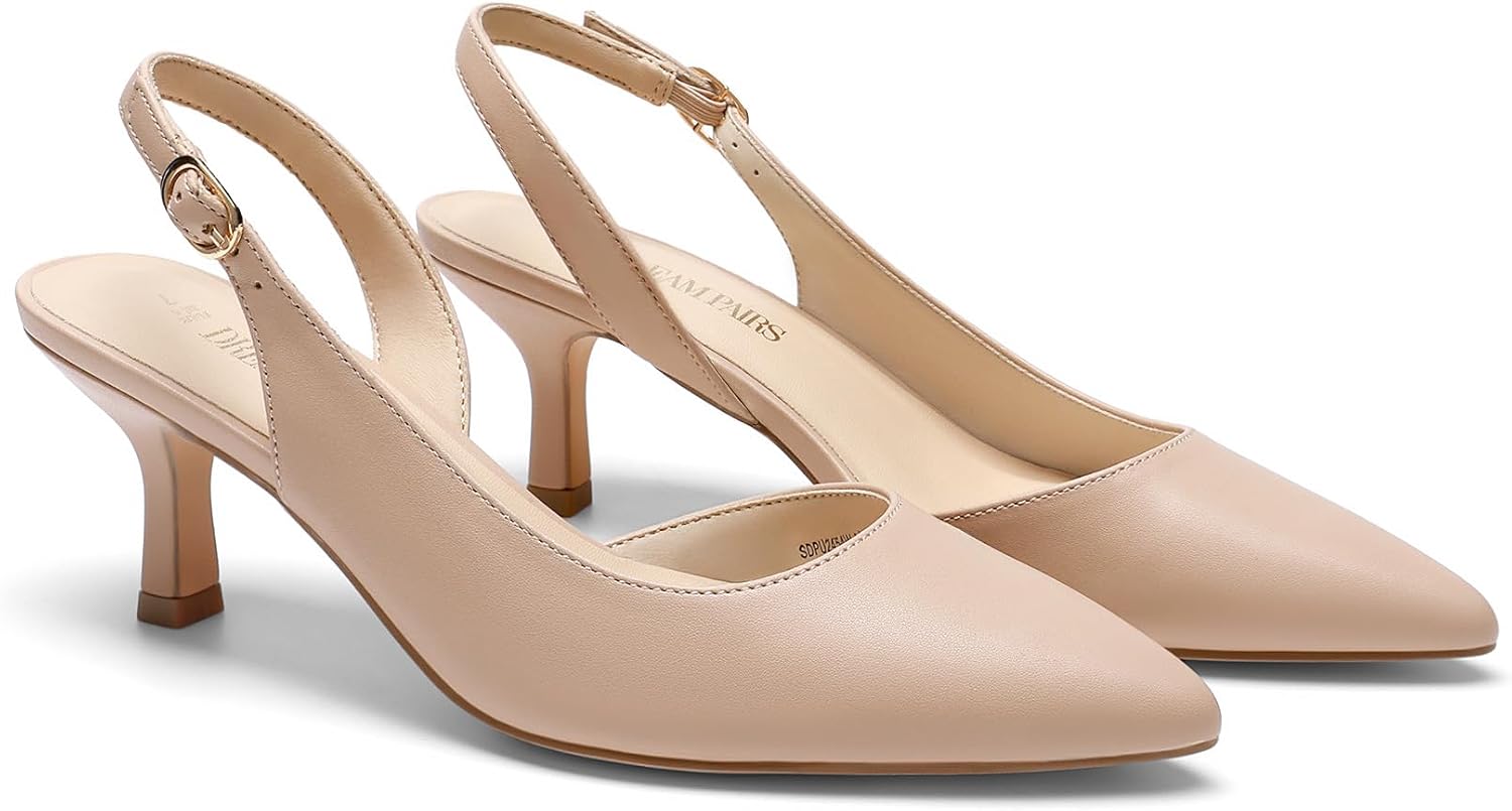 Detalle de DREAM PAIRS Sdpu2444w Women's Kitten Heel Slingback Pumps, Pointed Toe