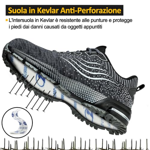 Detalle 2 de Scarpe Antinfortunistiche CYKYGGO Uomo/Donna Grigio EU 42