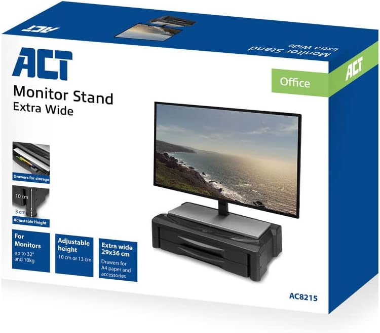Thumbnail 2 de ACT Monitorständer AC8215 mit 2 Schubladen – höhenverstellbar, bis 32" Monitor
