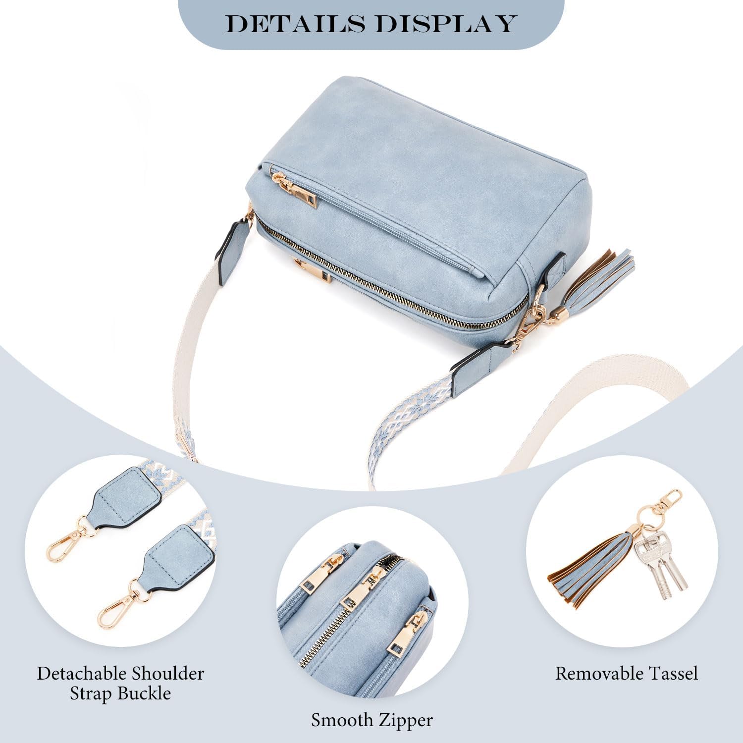 Detalle de Roulens Piccola Borsa a Tracolla Donna con 3 Scomparti Capienti: stile compatto e versatile