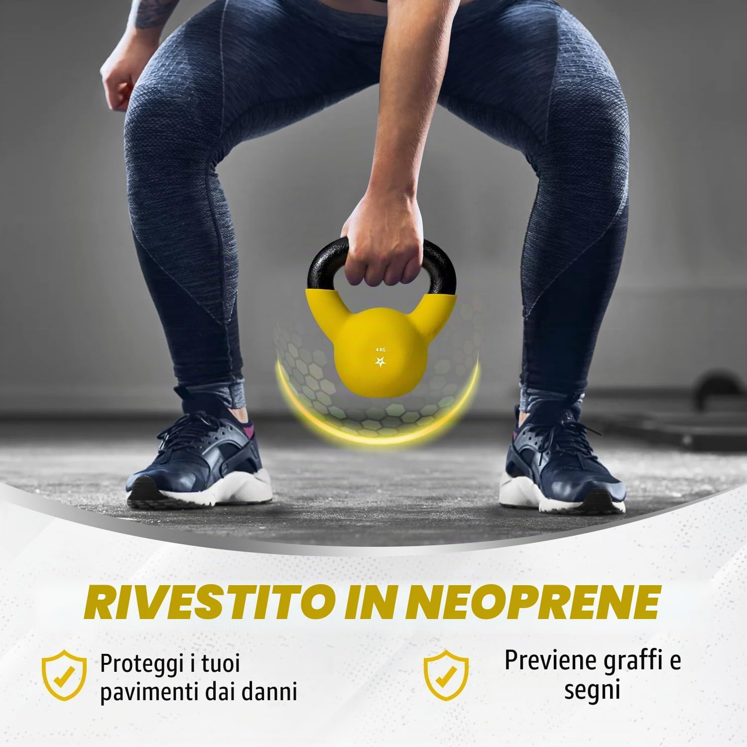 Detalle de Yes4All kettlebell in ghisa 2–20 kg con rivestimento in neoprene (multicolore)