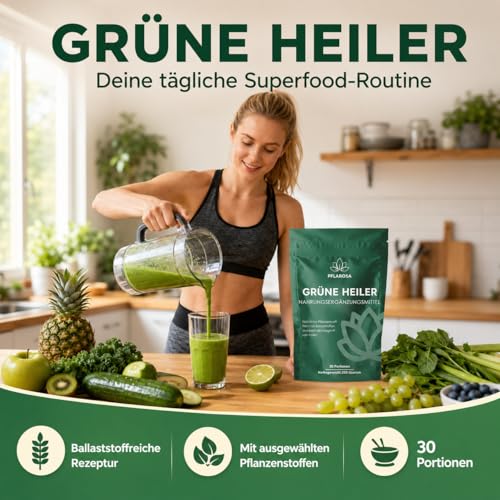 Thumbnail 2 de Grüne Entgiftungspulver 200g von Pflarosa – Greens Pulver mit Matcha, Gerstengras, Spirulina & Heidelbeeren