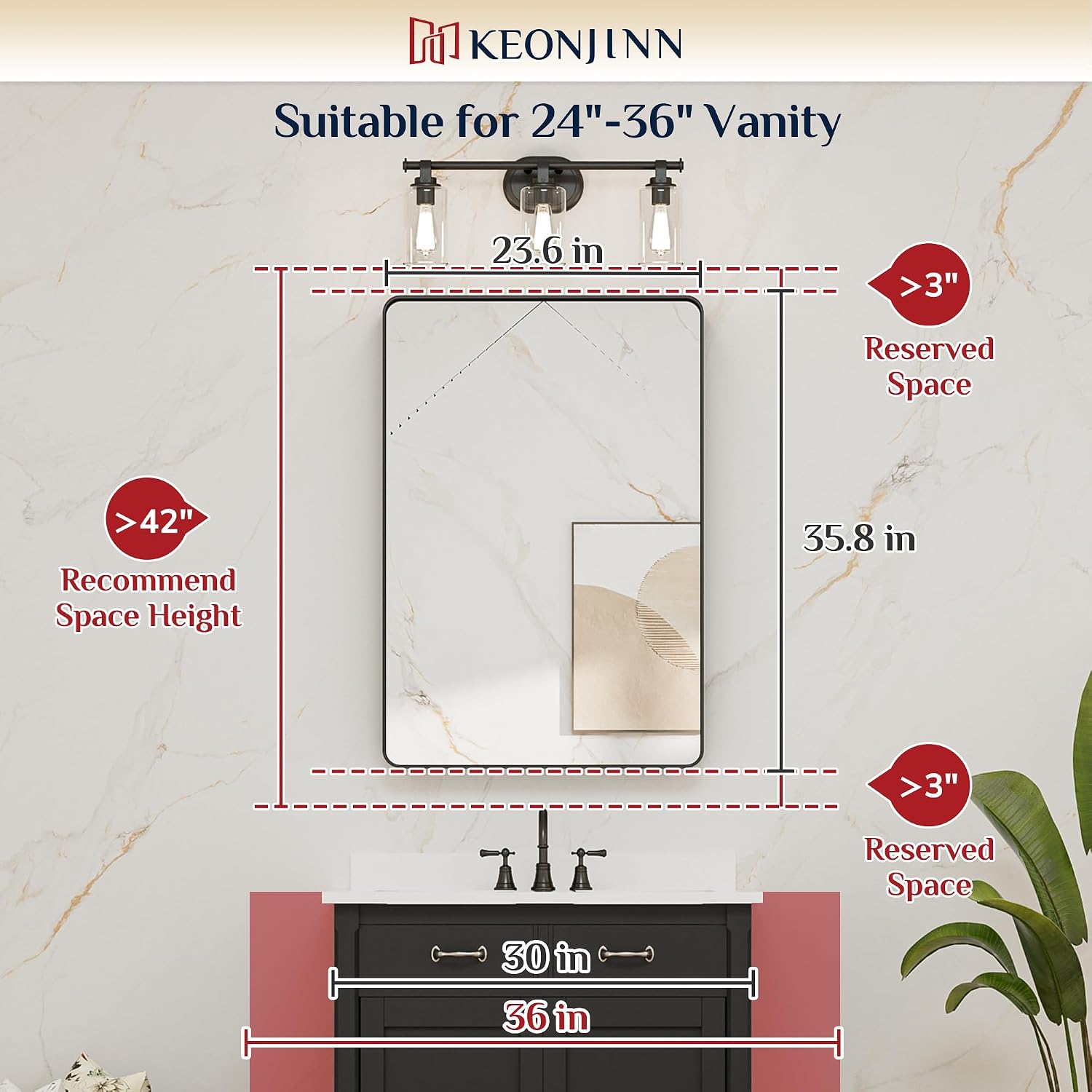 Thumbnail 4 de Keonjinn Black Vanity Mirror 24 x 36