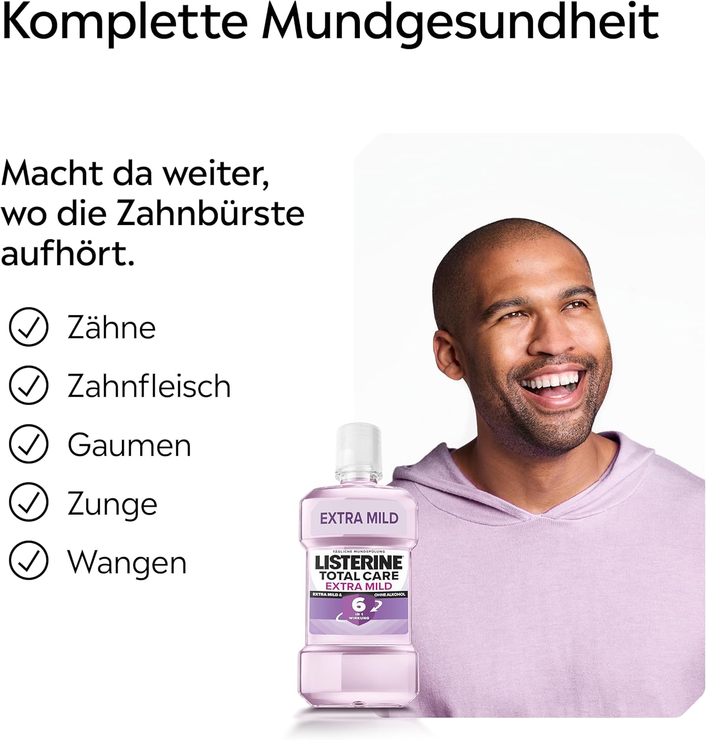 Thumbnail 6 de LISTERINE Total Care Extra Mild Mundspülung ohne Alkohol (6x 500 ml) – schützender Rundumschutz