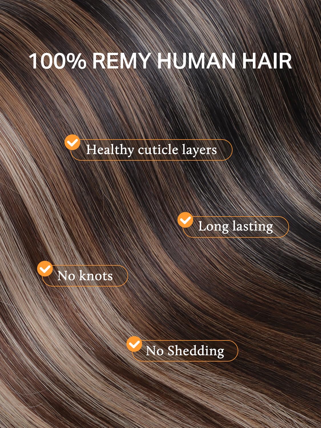 Detalle de DOORES Tape-in Weft Hair Extensions - Genius Seamless, Balayage Dark Brown to Chestnut Brown, 20 Inch, 60g