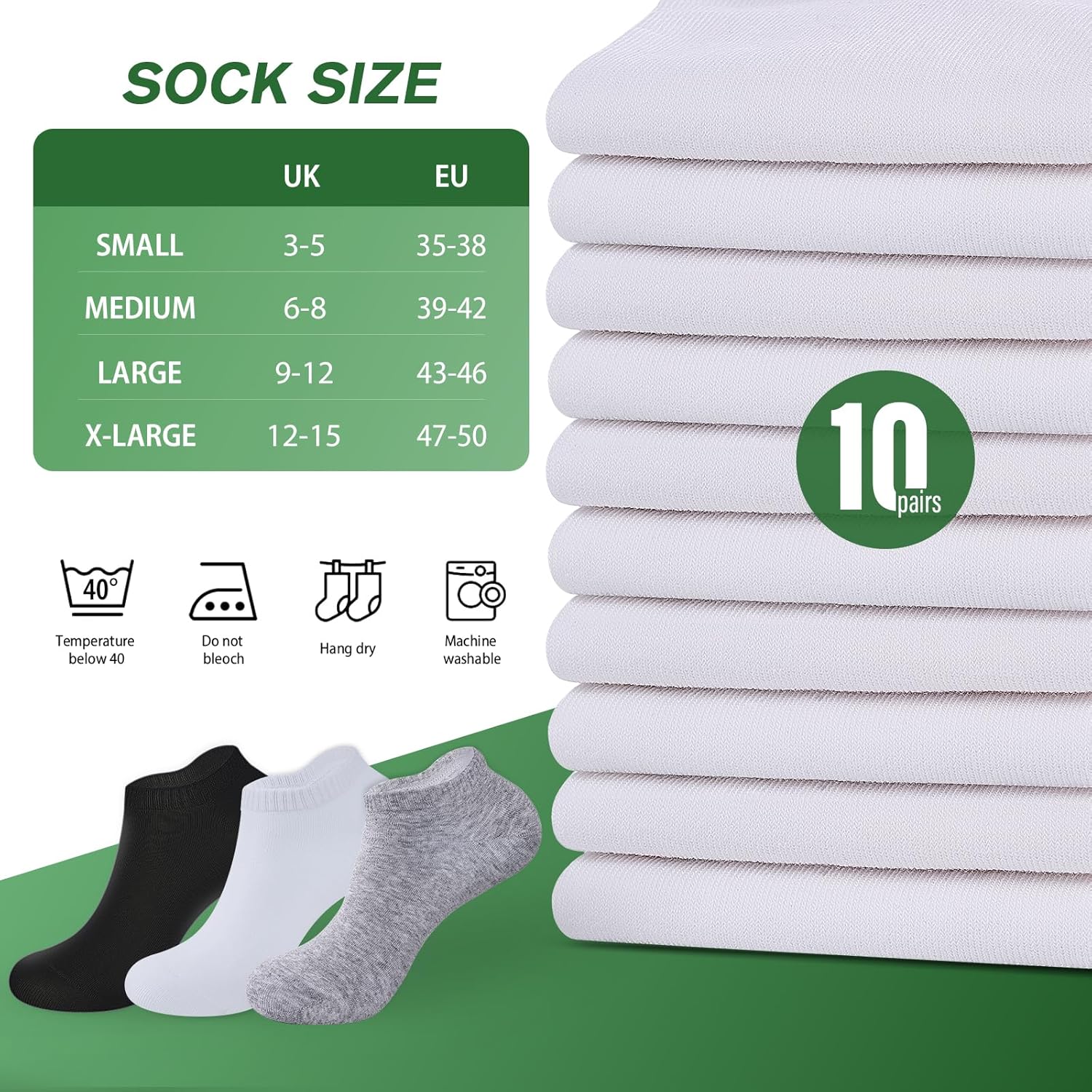 Detalle de SockWaddles 10 Pairs Bamboo Trainer Socks – low cut, moisture-wicking seamless ankle socks (unisex)