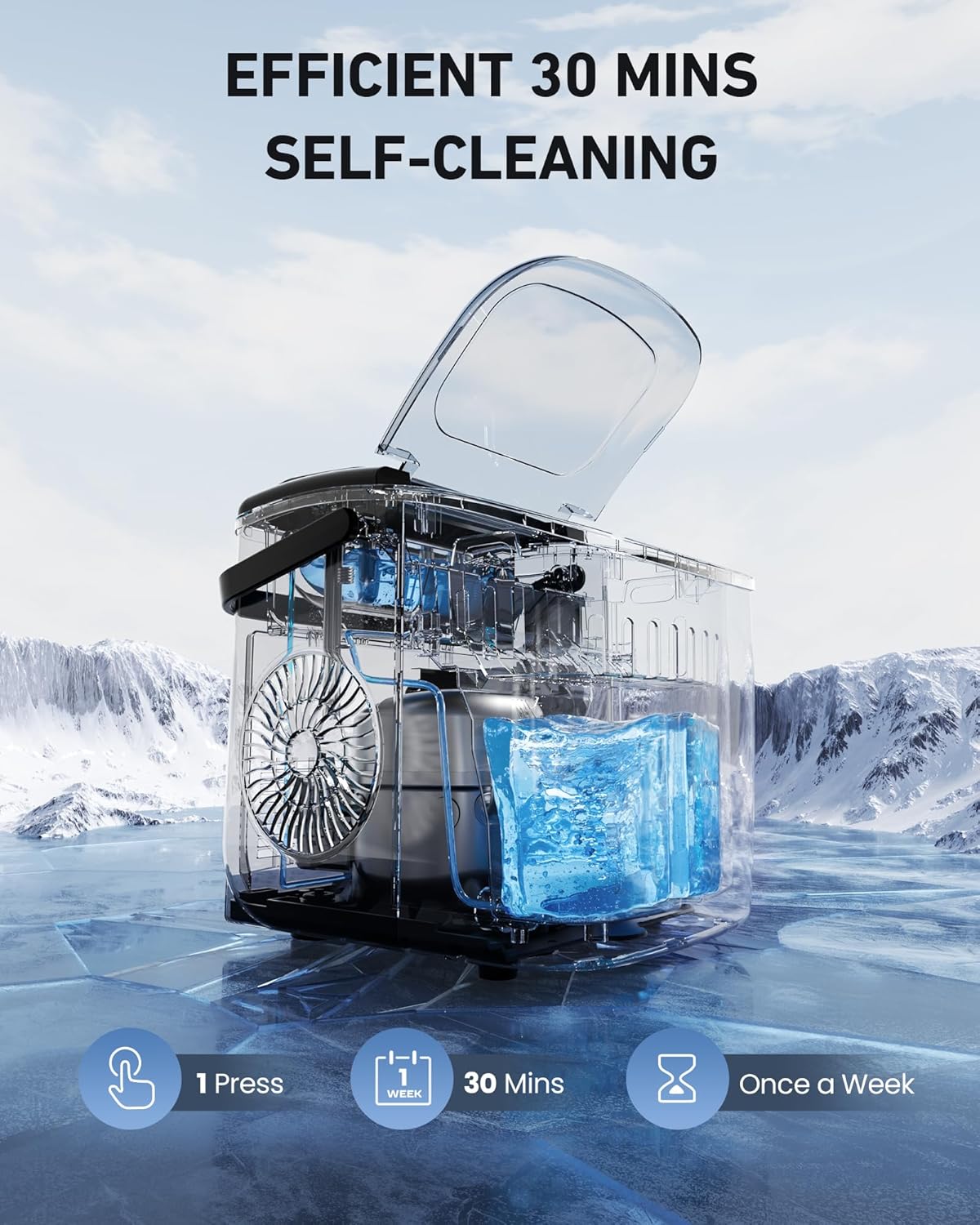 Detalle 2 de EASYERA Ice Maker Machine Countertop – Compact, Quiet and fast 6‑Minute Bullet Ice