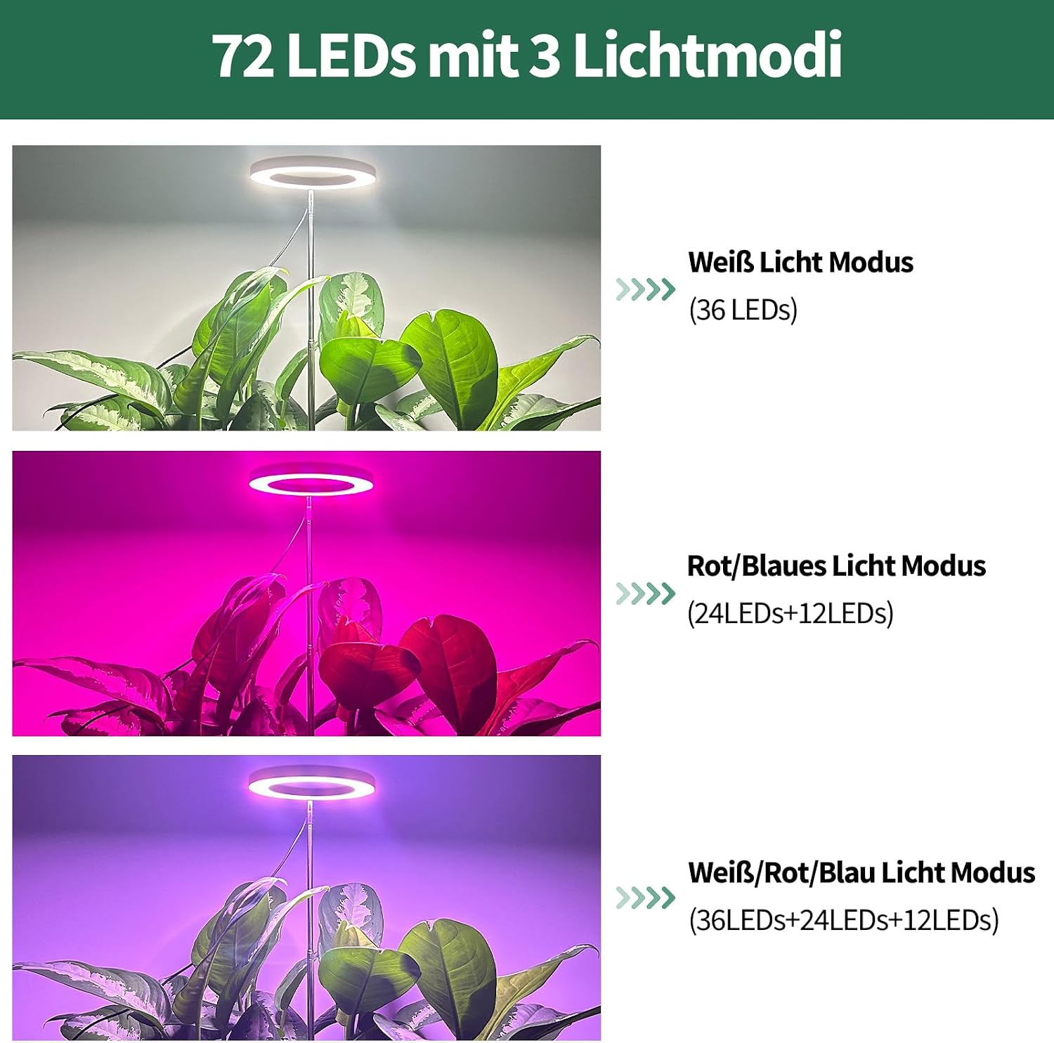 Detalle 2 de Qoolife Lámpara LED plantas 155 cm