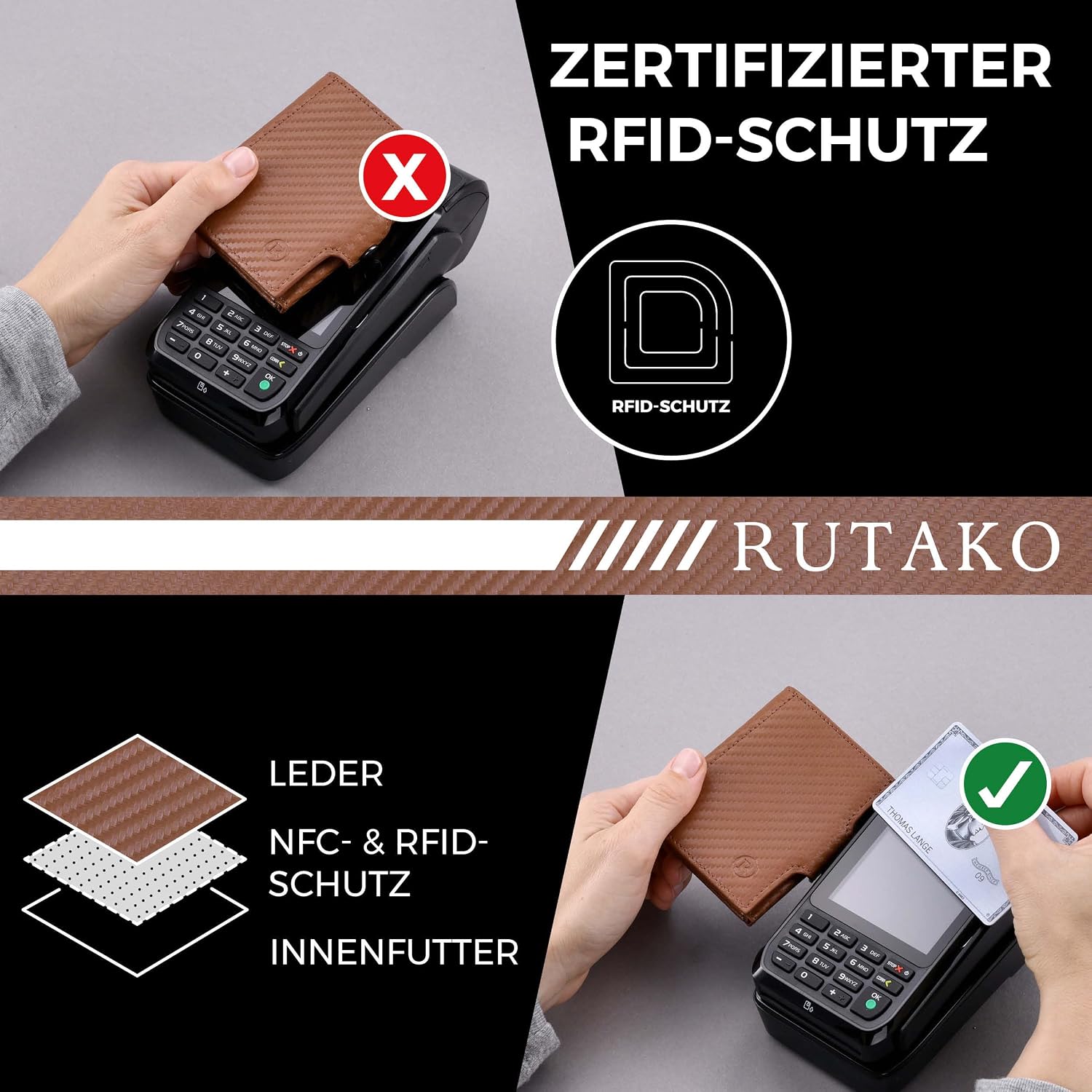 Thumbnail 2 de RUTAKO Slim Wallet RFID Schutz