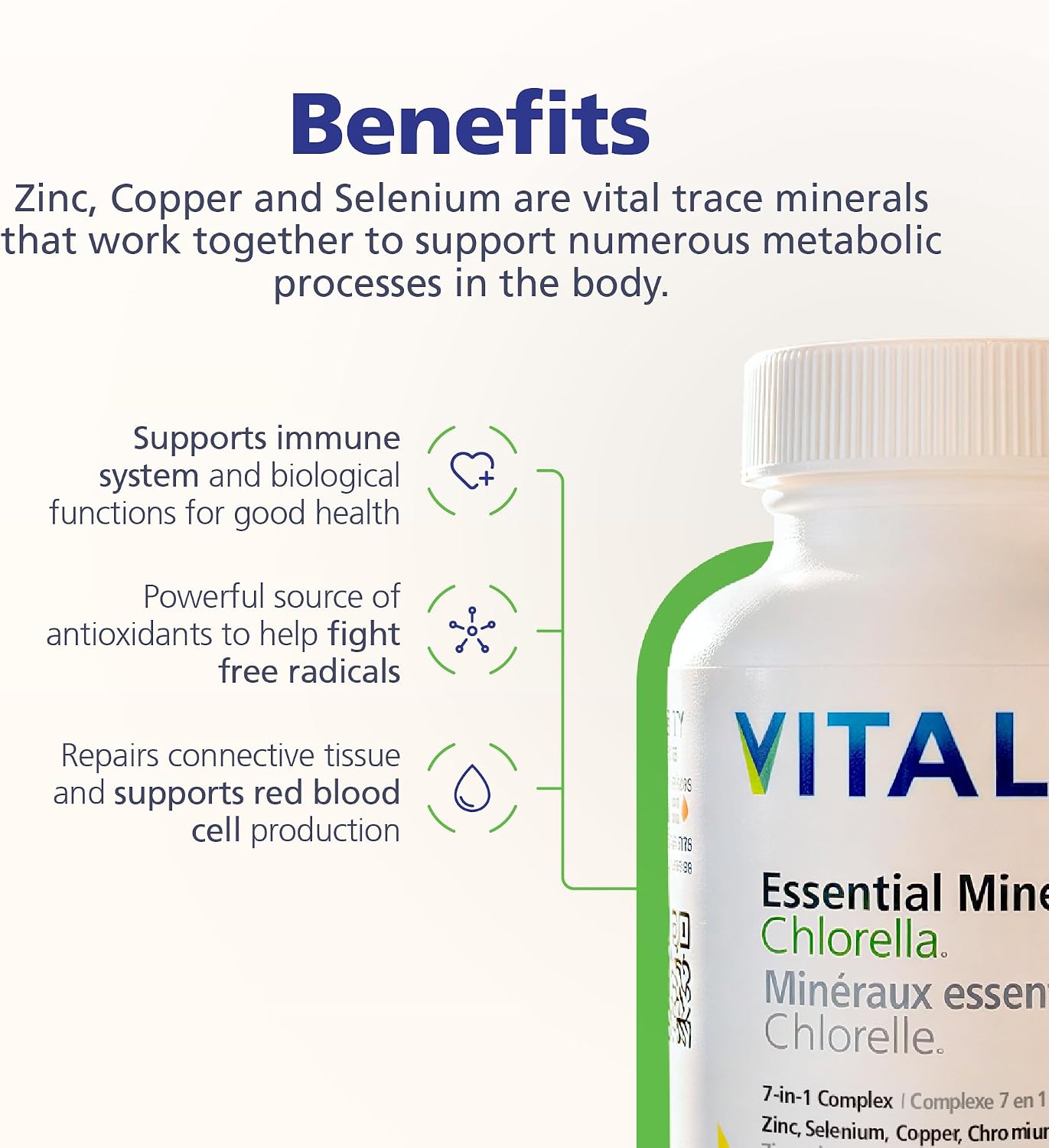 Detalle 2 de VITALITY 15913 7-in-1 Trace Mineral Capsules with Organic Chlorella