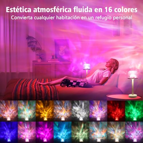 Detalle de seenlast Lámpara de Ducha con Proyector de Aurora y Galaxia – Iluminación inalámbrica 2 en 1 para baño