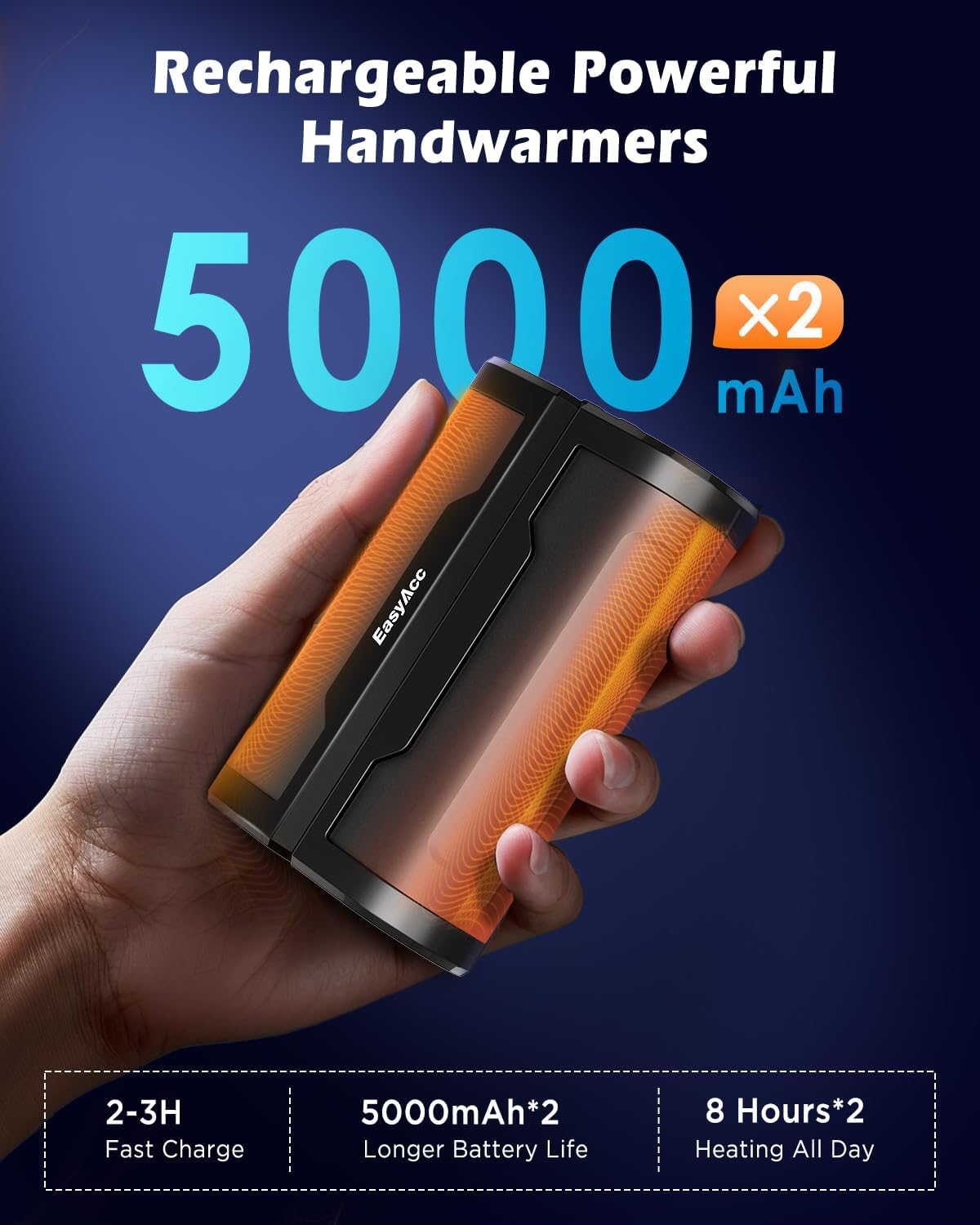 Thumbnail 1 de EasyAcc OT115 uppladdningsbar handvärmare, 10 000 mAh, magnetisk och med powerbank