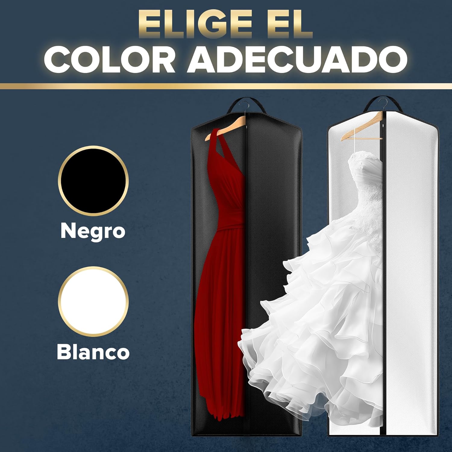 Detalle de FiRiO 1x Funda Vestido Largo Plegable 180x60 cm – Porta Trajes Mujer, Transpirable y Antipolvo