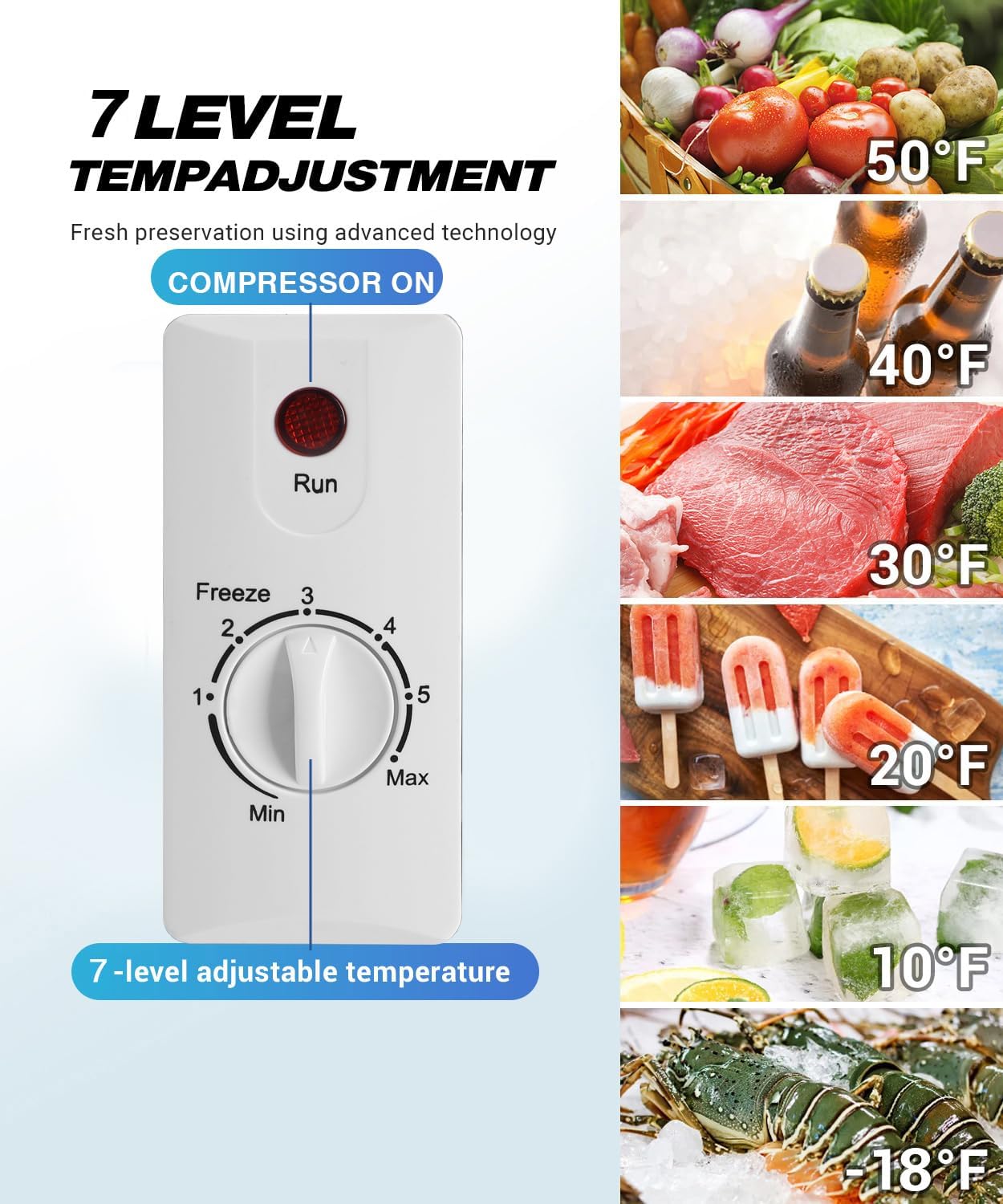 Detalle de OOTDAY BD-200-WHITE-0626 7.0 cu. ft. Chest Freezer with 7-Level Thermostat