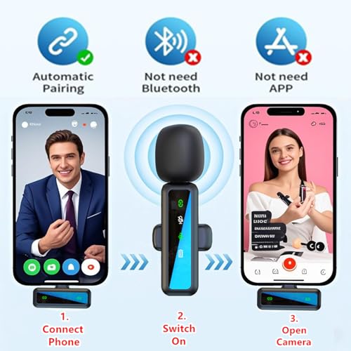 Detalle 2 de FYCFYC Wireless Lavalier Microphone for iPhone – Black