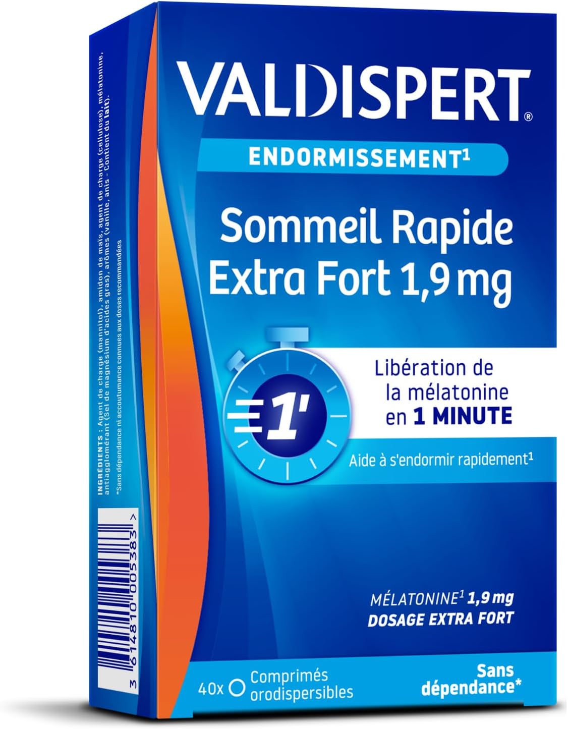 Detalle de VALDISPERT Sommeil Rapide Mélatonine Extra Fort 1,9 mg – 40 nuits