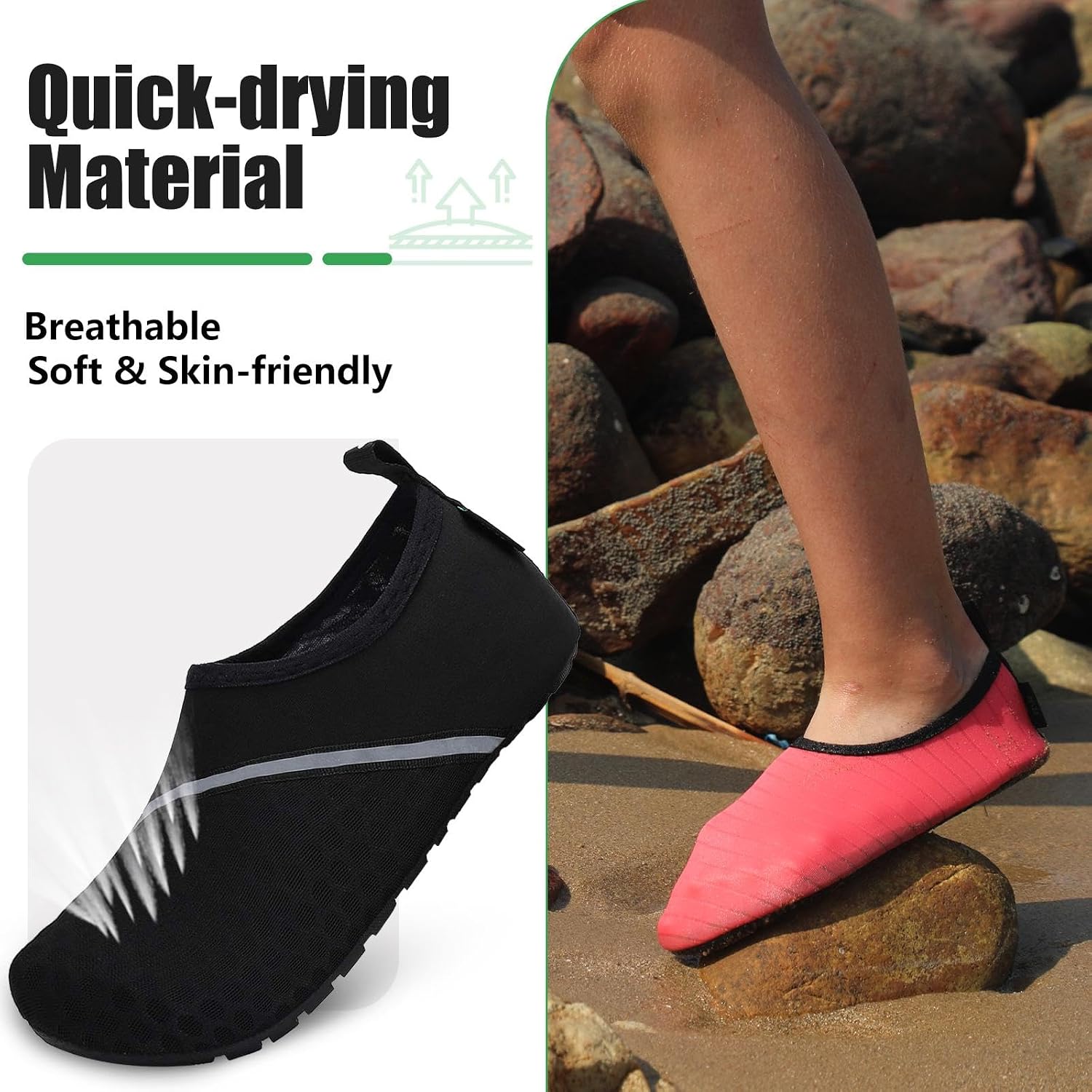 Detalle de SAGUARO Unisex Badeschuhe – Wasserschuhe, schnell trocknend, rutschfest, Gr. 36–47