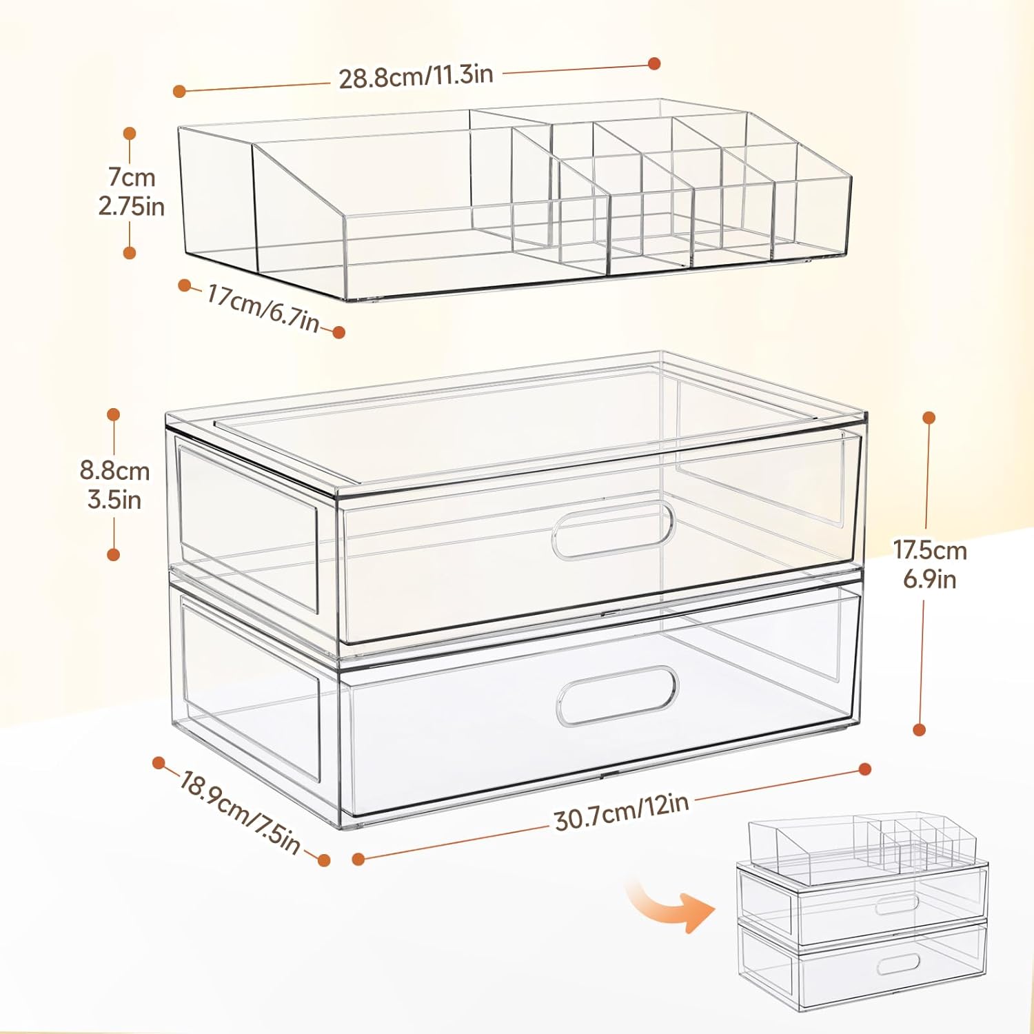 Detalle 1 de Clear Stackable Makeup Organizer 12