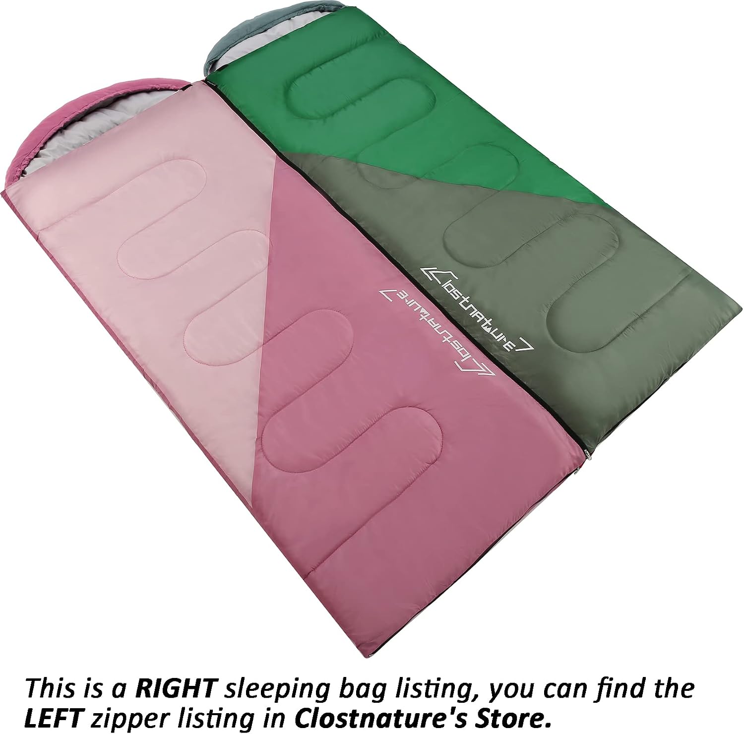 Detalle de Clostnature 4-Season Sleeping Bag for Adults and Kids — Compact, Lightweight, Right Zipper