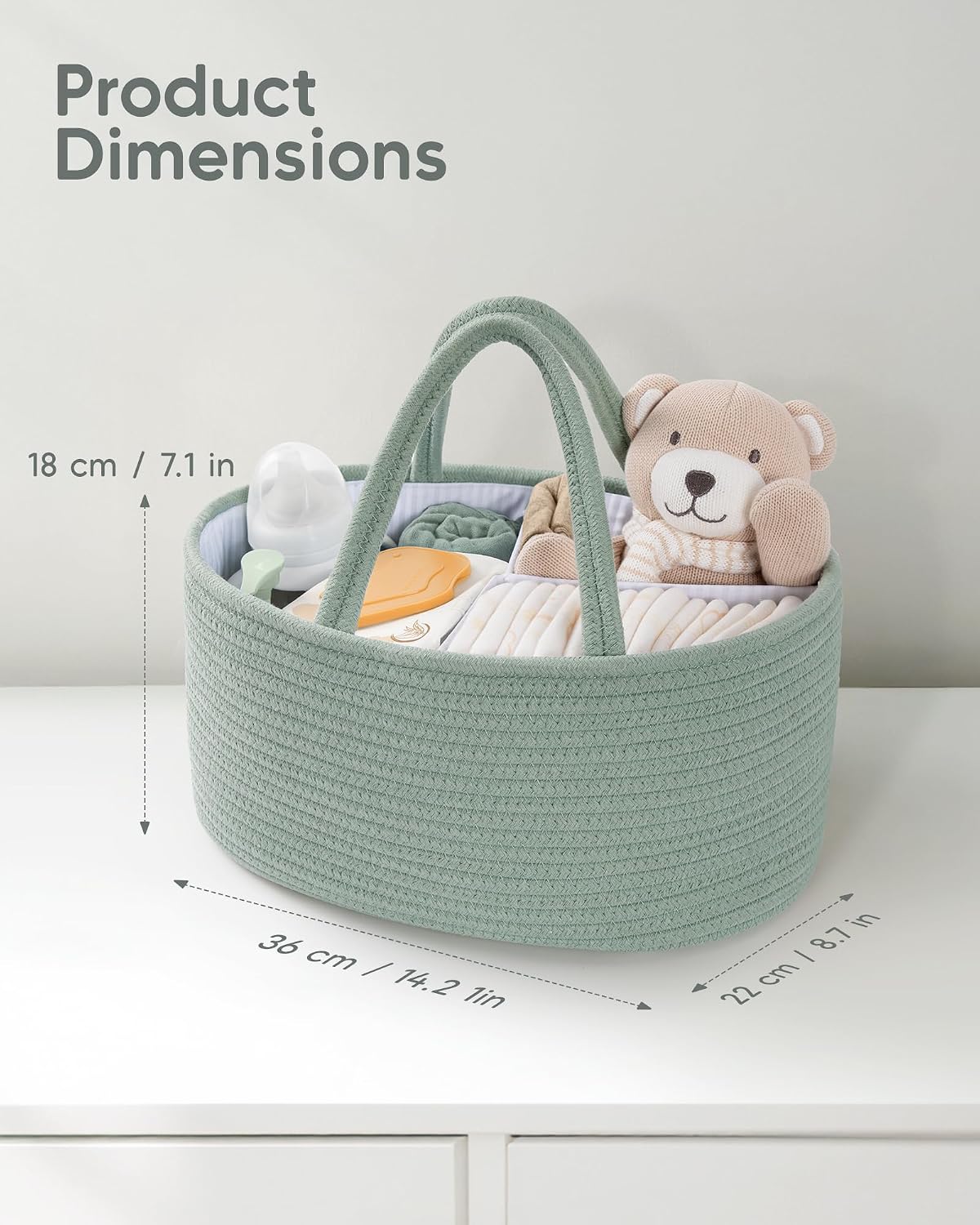 Thumbnail 1 de Maliton Nappy Caddy: Cotton Rope Baby Diaper Organiser with Detachable Compartments