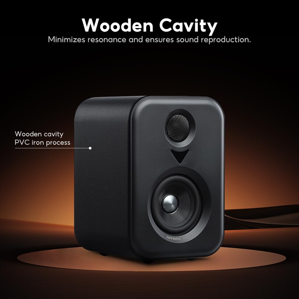Thumbnail 5 de AIYIMA S400 Upgraded 2.1 Active Bookshelf Speaker – 50W HiFi Stereo with Bluetooth 5.3 and USB DAC