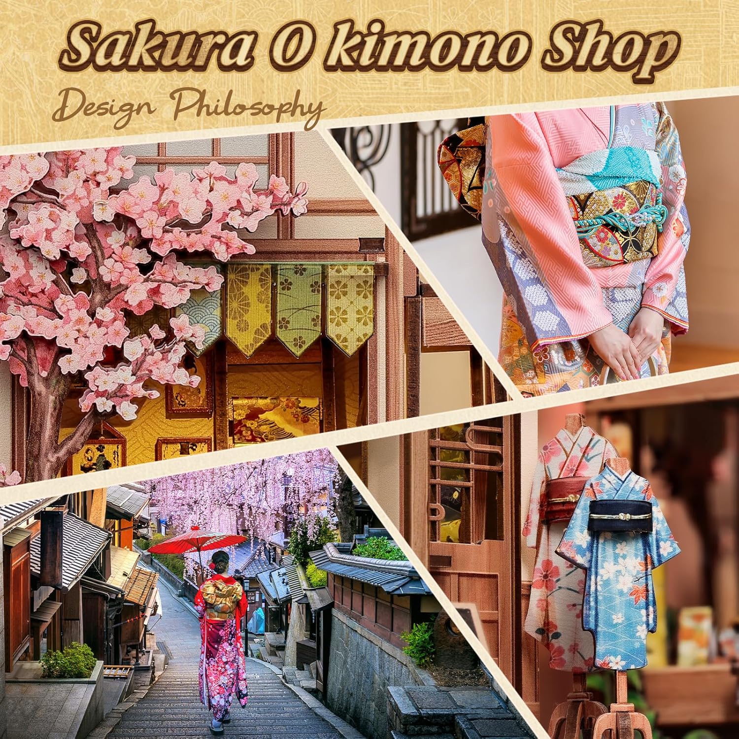 Detalle 2 de Cutefun Book Nook Kit: Sakura Kimono Shop DIY Miniature Dollhouse