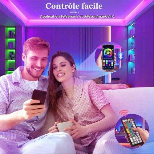 Detalle de Ruban LED 10m RGB avec Bluetooth et Synchronisation Musicale – Ylatoial
