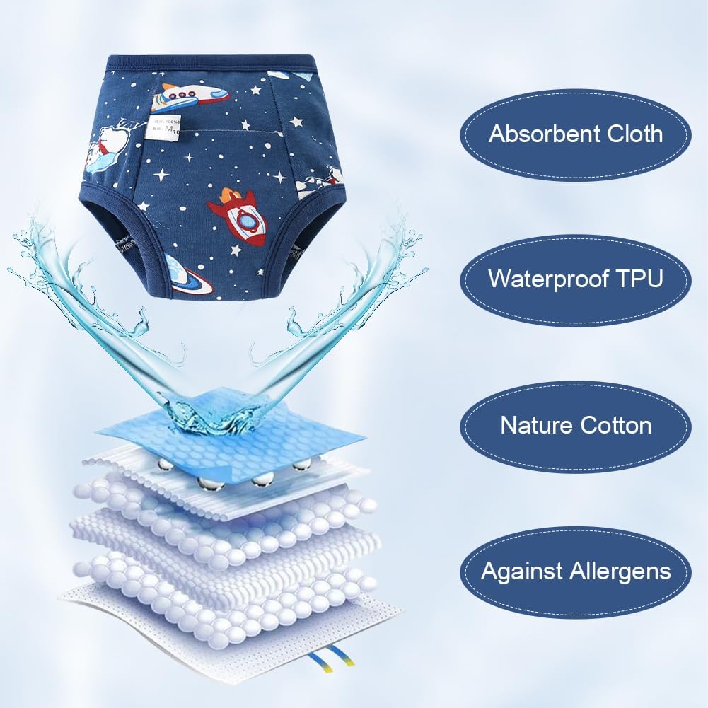 Detalle de Aolso Mutandine di Apprendimento in Cotone per Bambino – 5 pezzi, Pantaloni da Vasino Riutilizzabili