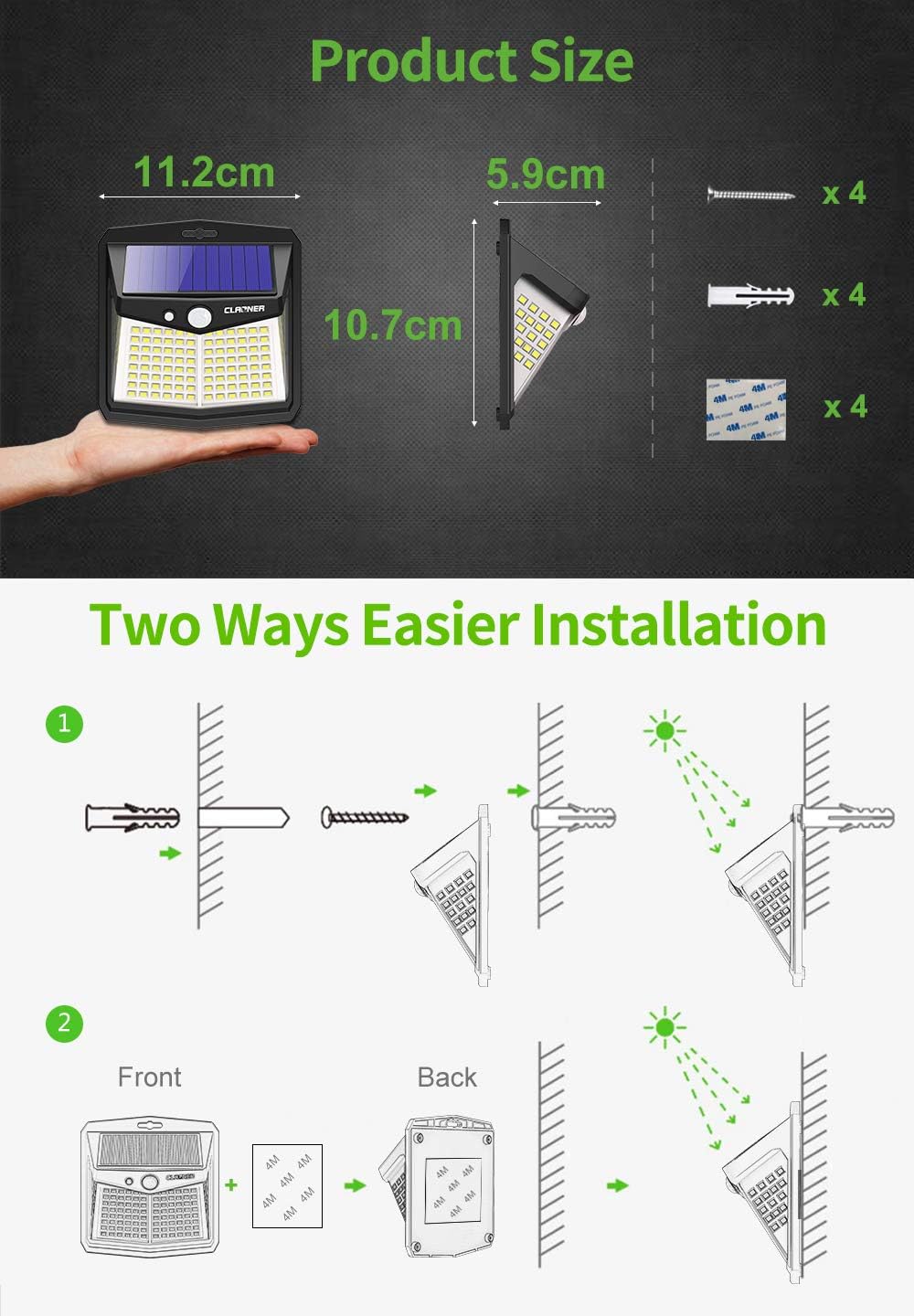 Thumbnail 5 de CLAONER Solar Lights Outdoor 4-pack with motion sensor