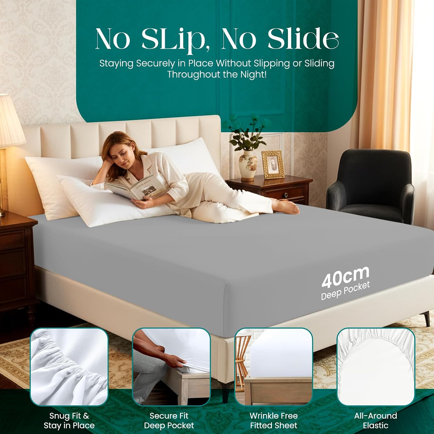 Detalle de Linens World Egyptian Cotton Fitted Sheet 200 TC
